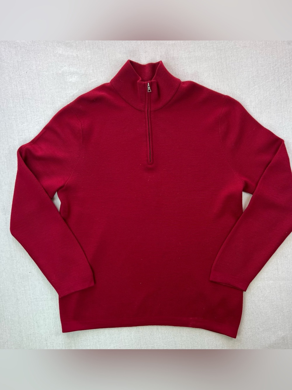 Banana Republic Red Men's 1/4 Zip Long Sleeve  Preppy Classy Sweater - XL
